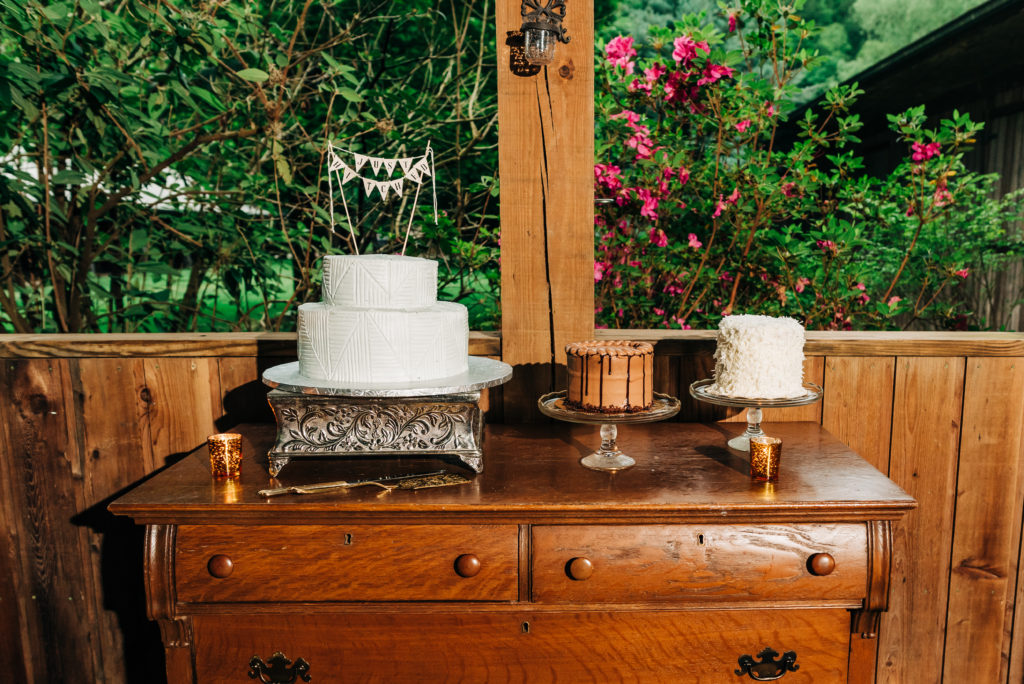 wedding cakes on dresser