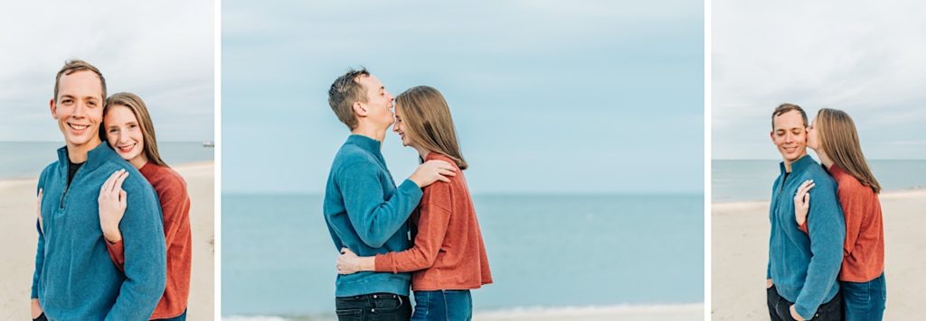 couple kissing next to the water