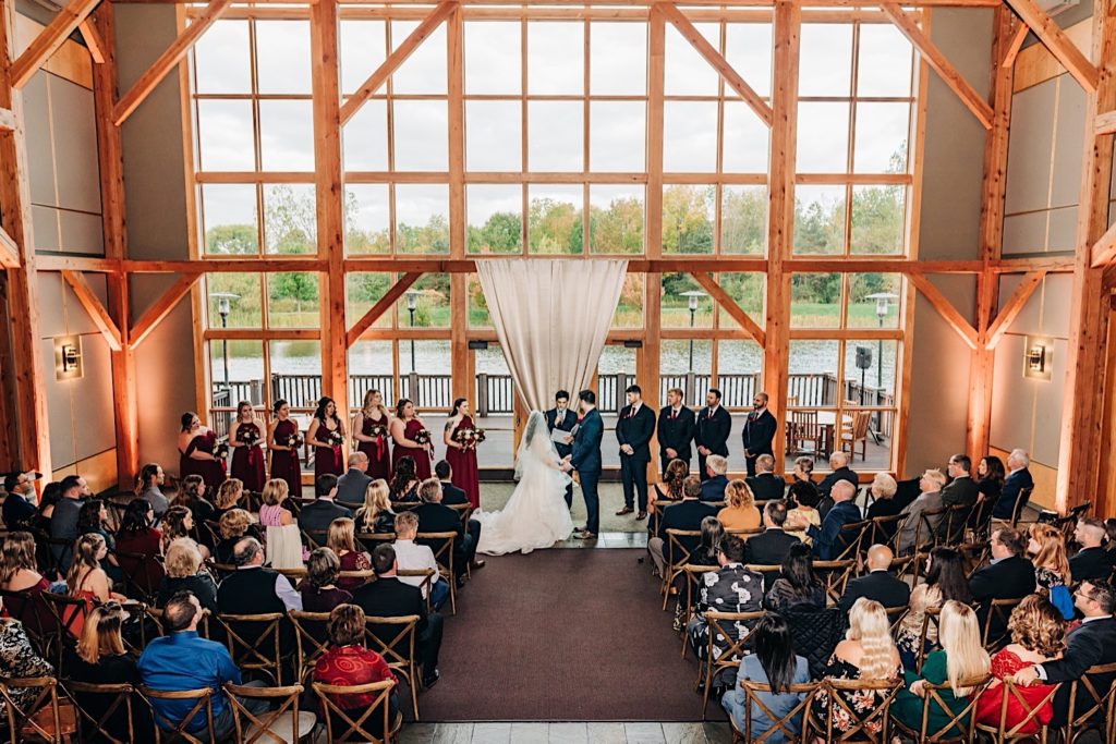 wedding ceremony at the lodge at welch allyn 