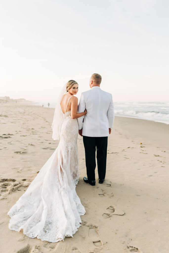How to get married at the Virginia Beach Courthouse, bride and groom portraits at the beach after ceremony