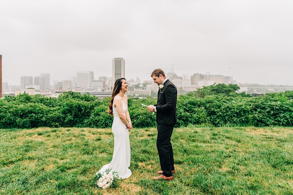 Bride and groom say vows - Richmond Elopement