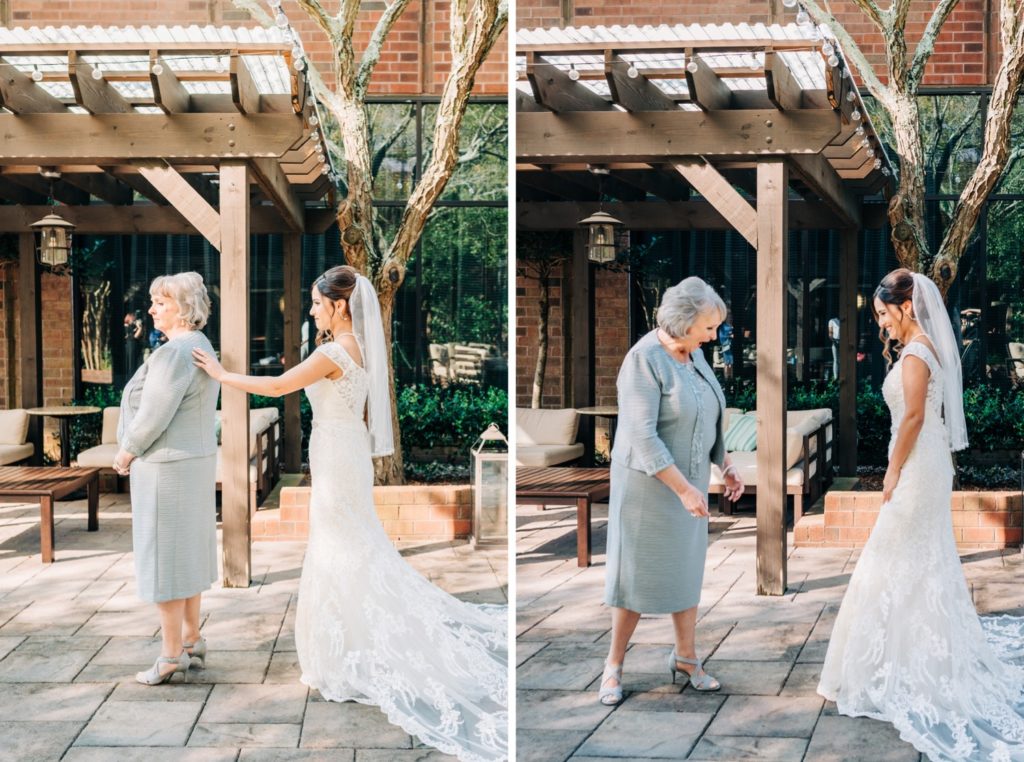 first look with grandma and bride