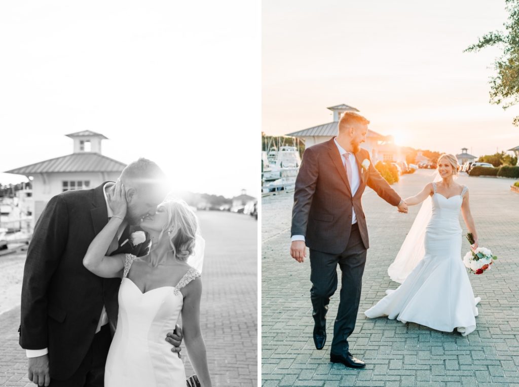 bride and groom sunset portraits at Gala 417