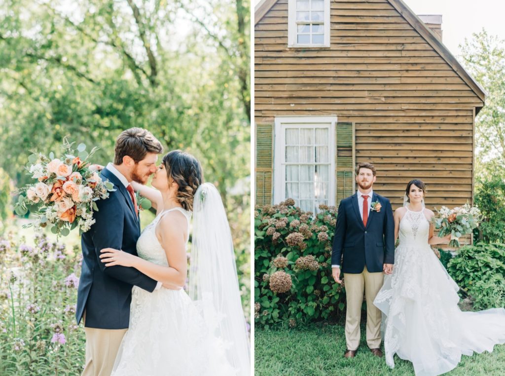 Bride and groom garden portraits at Clay Hill Wedding