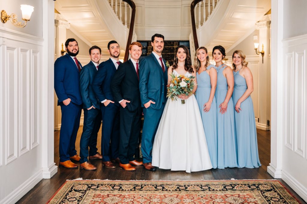 bridal party photos at the century club of rochester