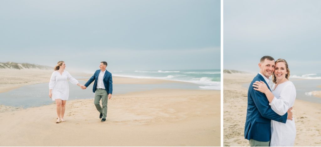 Bride and groom in Outer banks for elopement