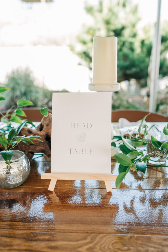 Head Table sign at wedding reception