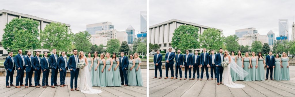 Bridal party photos in downtown charlotte