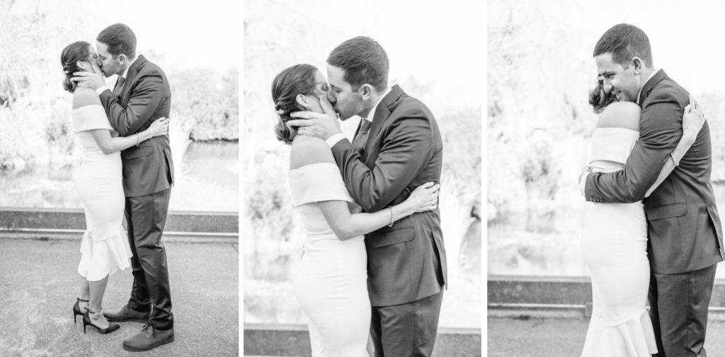 Couple kissing and hugging after their elopement ceremony