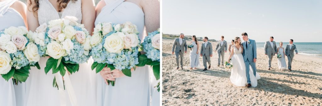 Bridal party on the beach in Outer Banks, NC