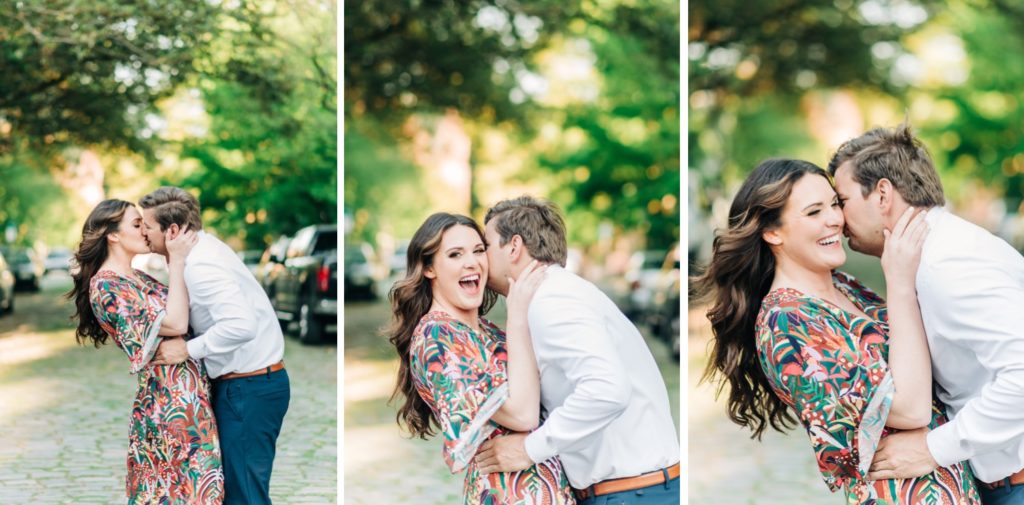 Couple laughing together for Virginia Beach Engagement Portraits