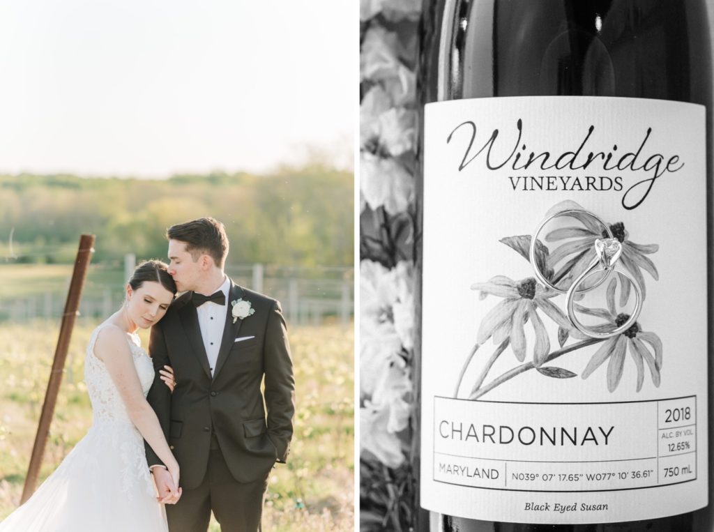 bride and groom sunset portraits at Windridge Vineyards Wedding