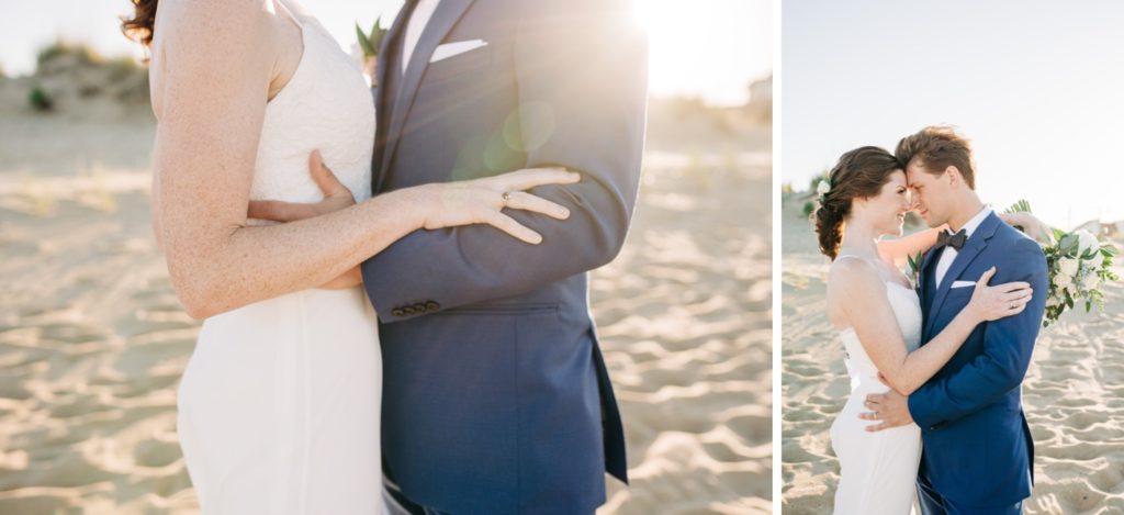 Sunset photos with bride and groom after Virginia Beach Elopement