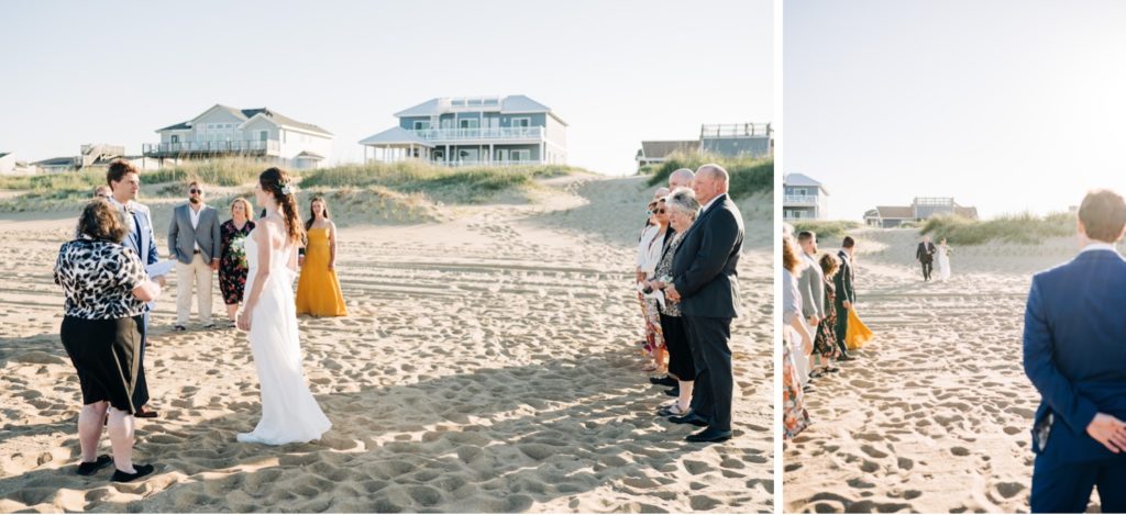 Bride and groom during ceremony for their Virginia Beach elopement