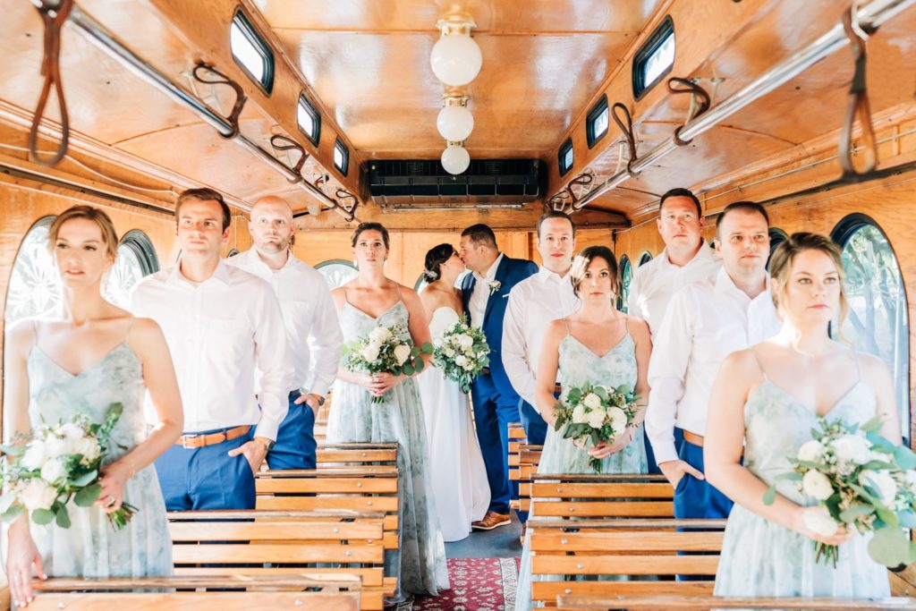 Bridal party on local trolly