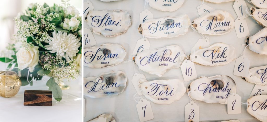 Reception details such as cookies and flowers