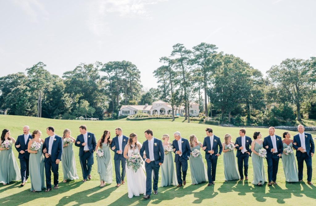 large bridal party photo at the Cavalier Golf and Yacht Club