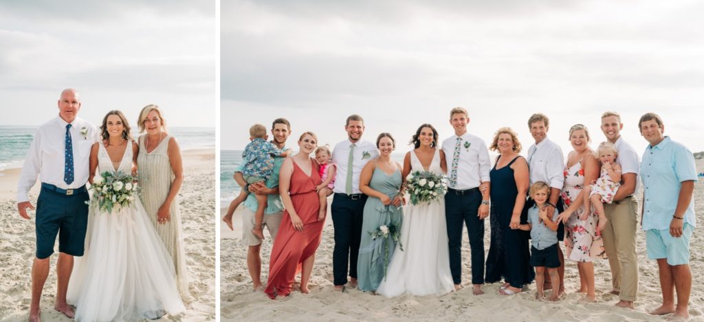 Bride groom and family at Hatteras OBX wedding