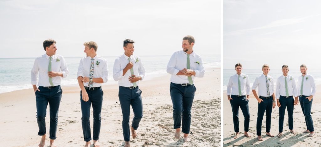 Groom and groomsmen on the beach