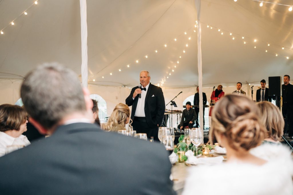 dad giving toast at reception