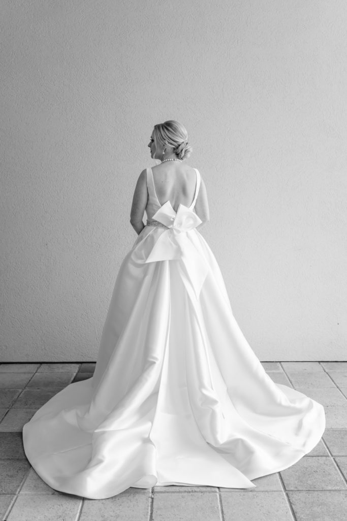 Back of brides dress with bow