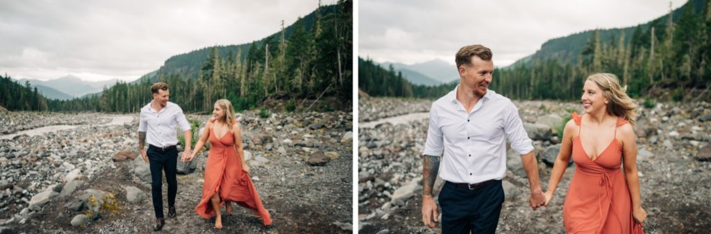 couple dressed elegantly in Mt Rainer