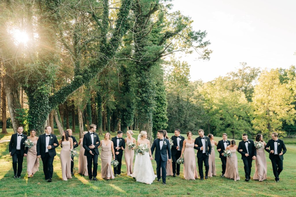 Bridal party at poplar springs manor wedding