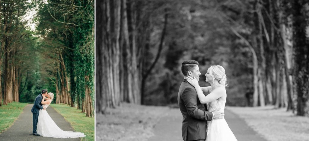 Bride and groom portraits at poplar springs manor