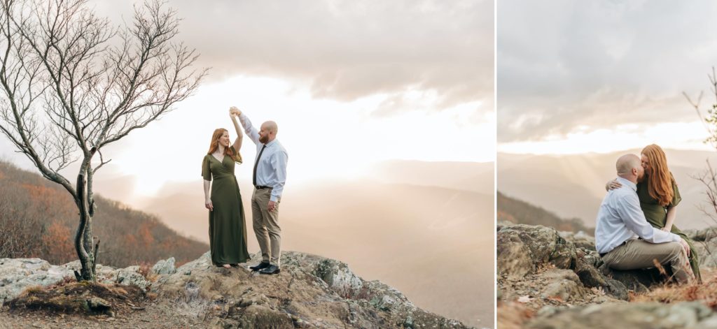 fiancé kissing in the fall - Skyline Drive Engagement Portraits engagement 