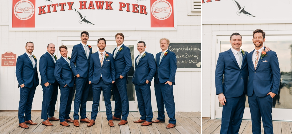 bridal party portraits at Kitty Hawk Pier Wedding