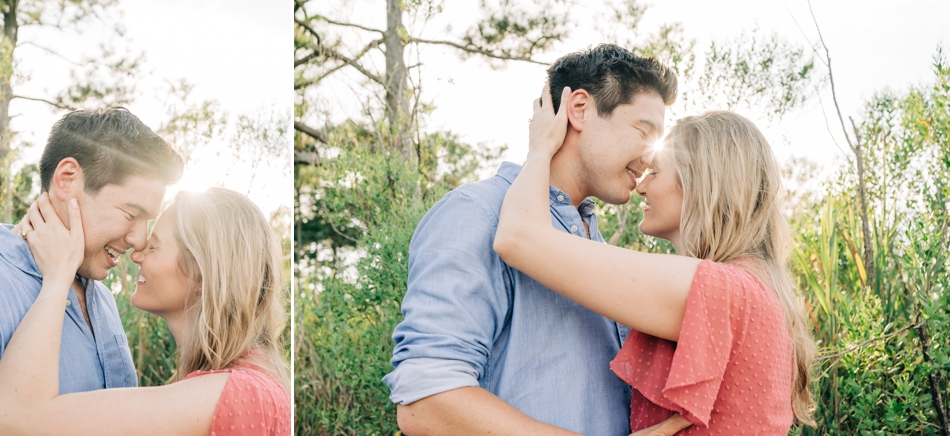couple kissing at engagement photos
