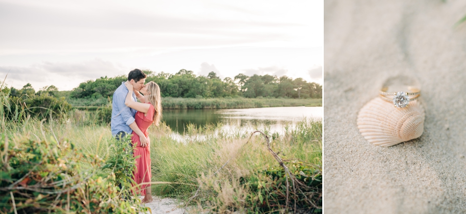 couple kissing during engagement photos
