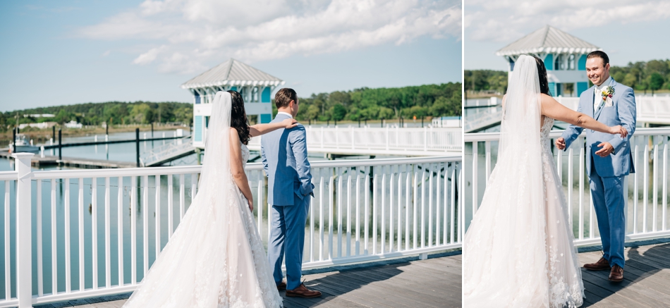 first look at oyster farm wedding
