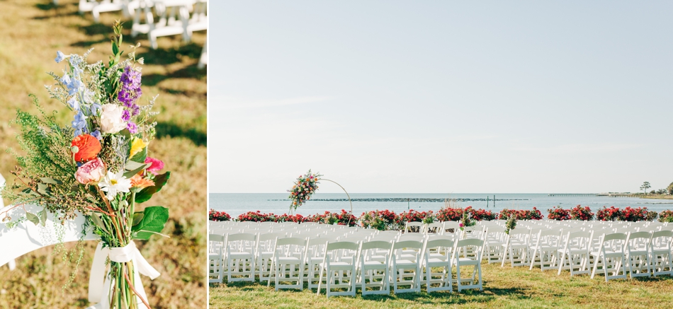 ceremony at oyster farm wedding in Cape Charles