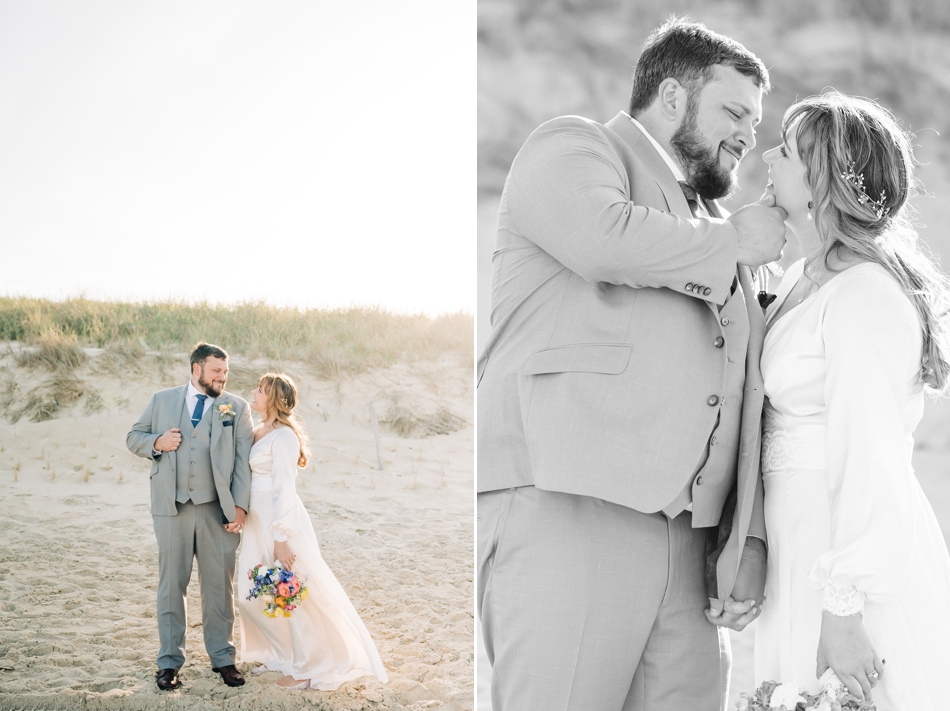 Bride and groom portraits in OBX