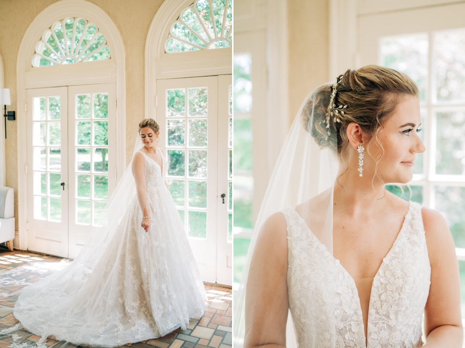 Bride getting ready at The Pinner House in Suffolk. VA