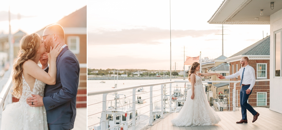 Bride and groom sunset pictures at Lesner Inn