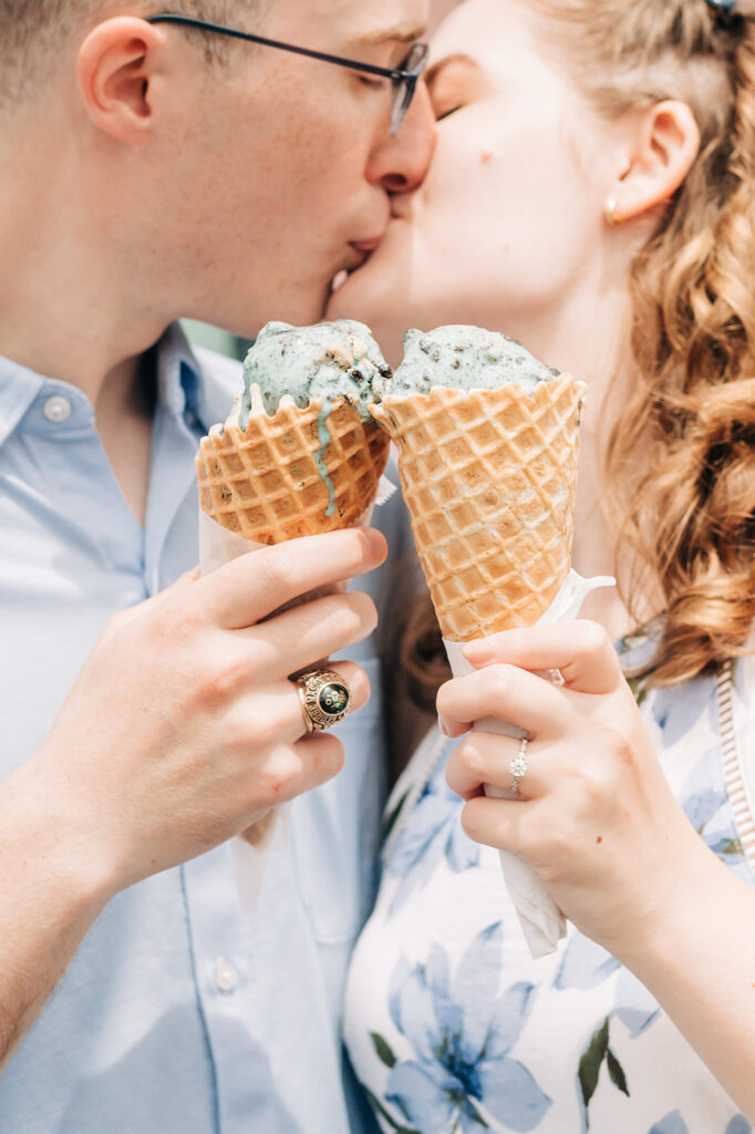 Engagement portraits at Lolly's Ice Cream