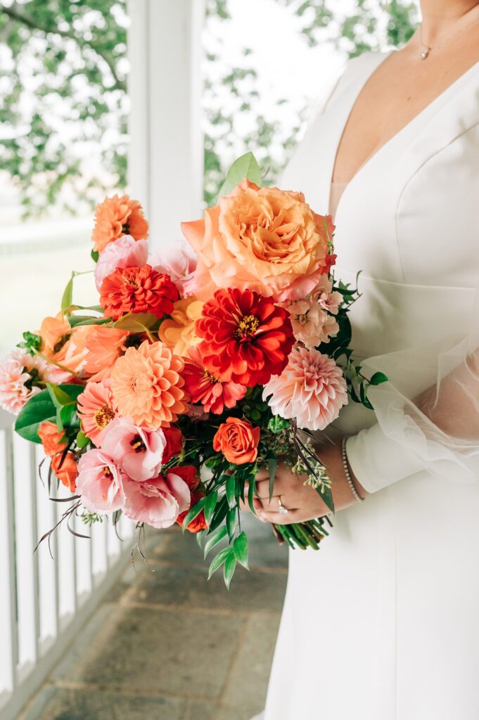 orange and pink bouquet for wedding