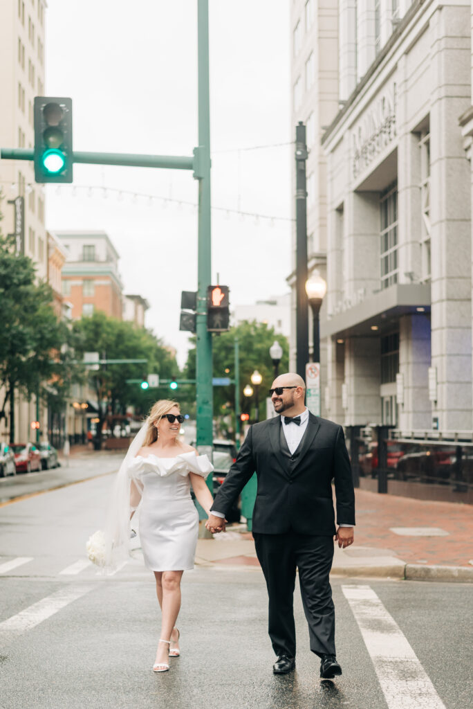 Bride and Groom at Downtown Norfolk Elopement