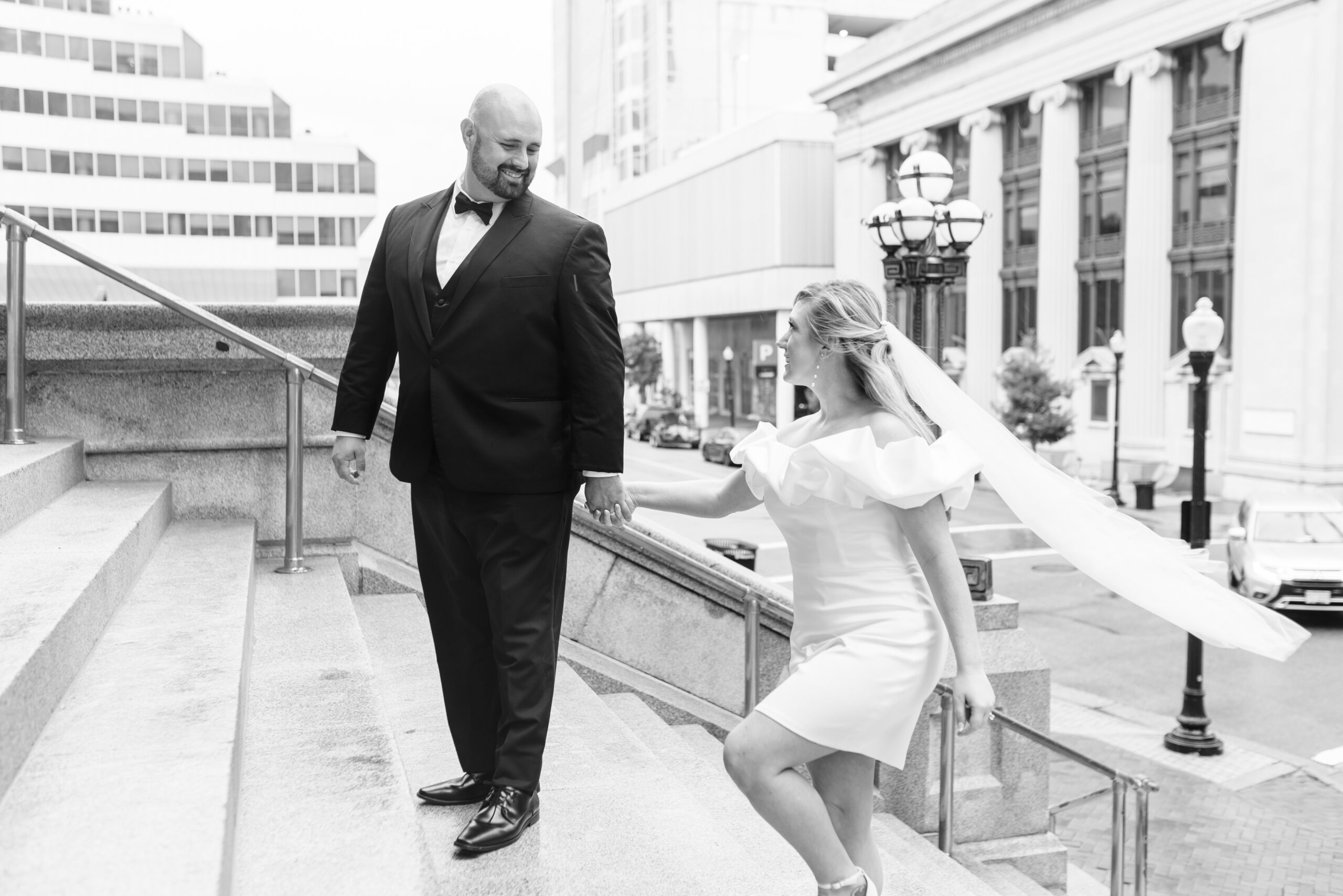 Bride and Groom at Downtown Norfolk Elopement