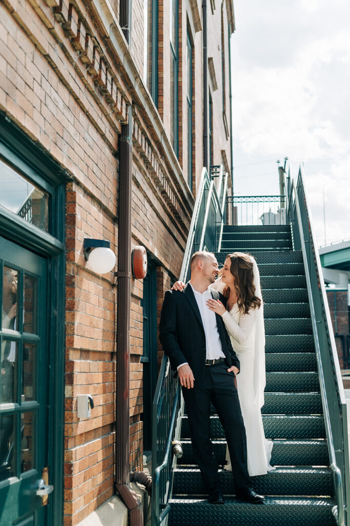 Bride and groom at downtown richmond elopement