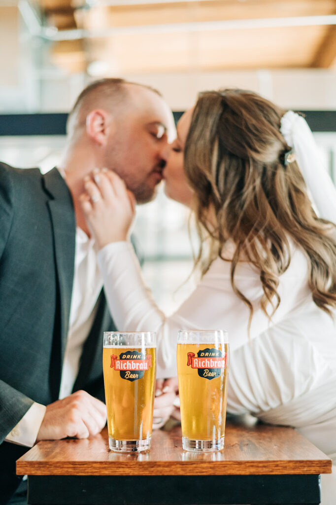 bride and groom at richmond brewery