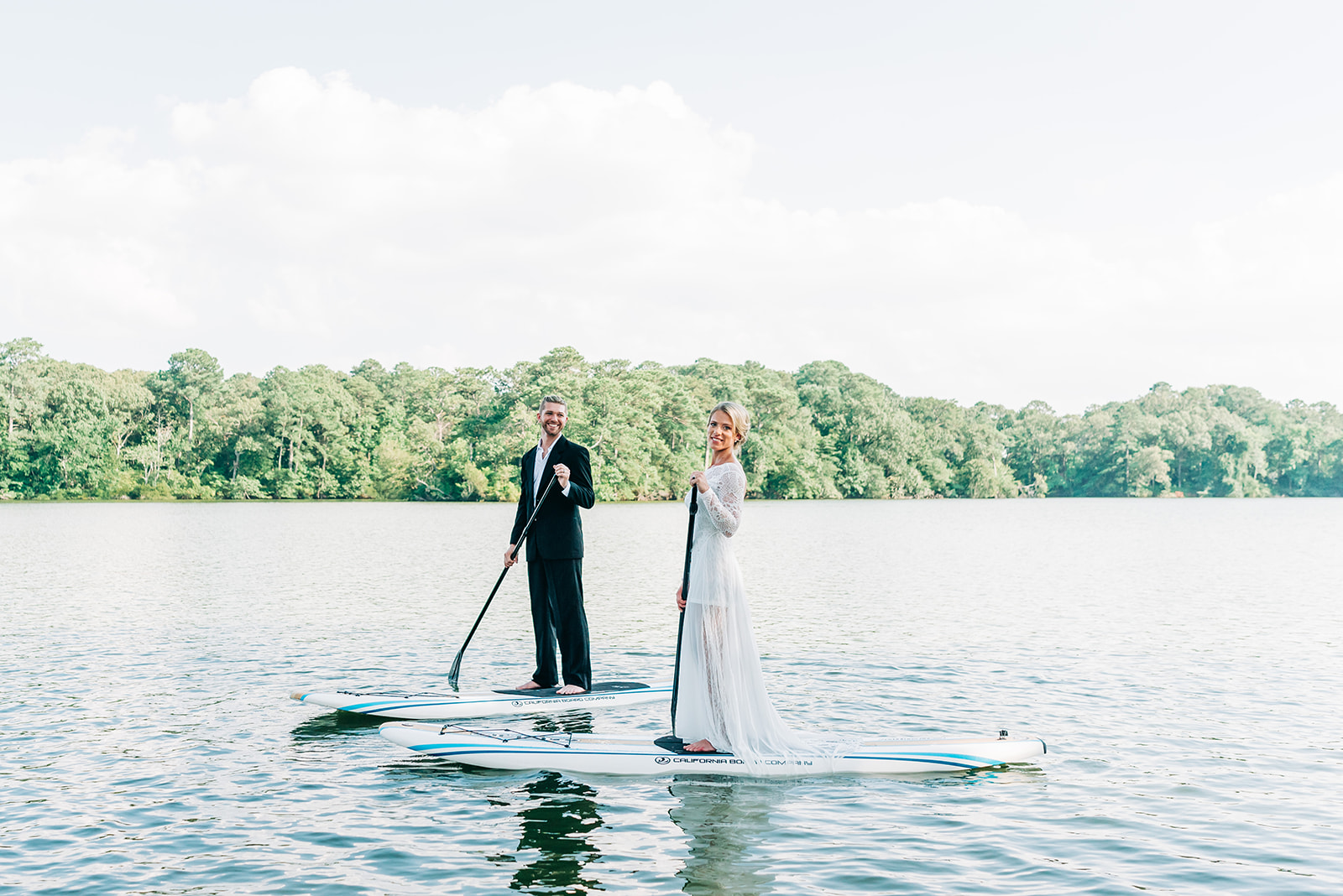 Bride & Groom Standup Paddle Boarding VB Wedding Weekend