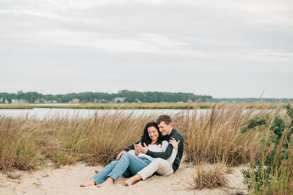 couple laughing at Pleasure House Point