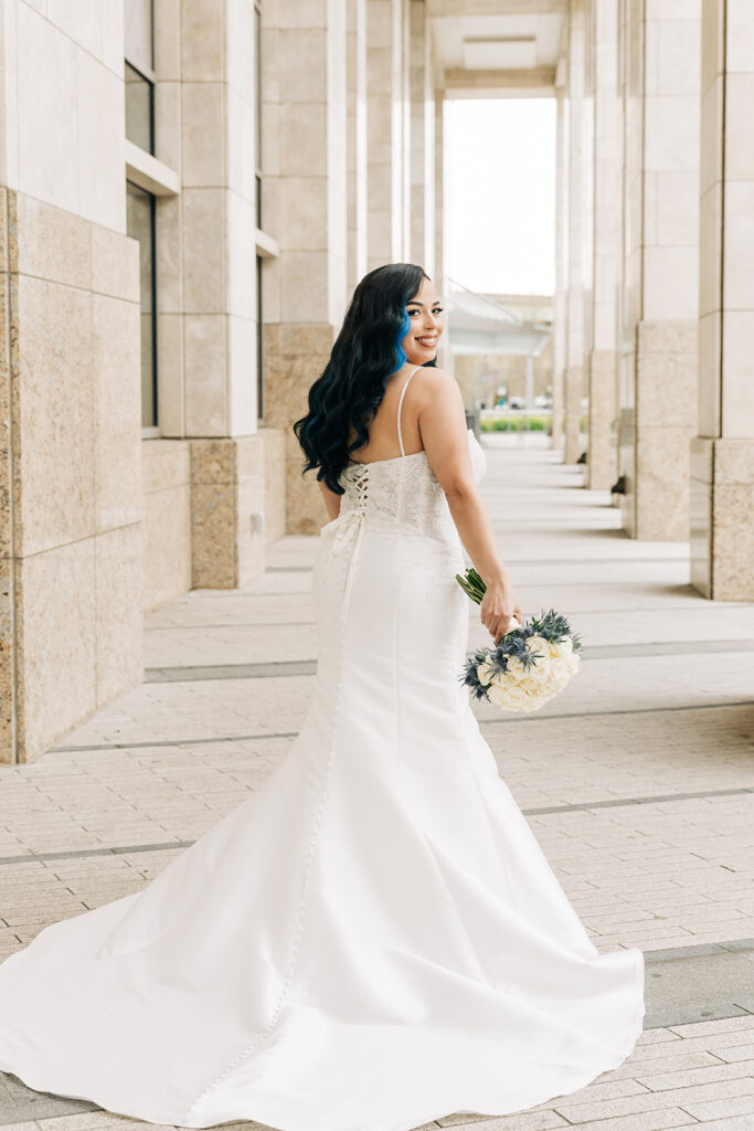 Bride outside Norfolk VA Courthouse