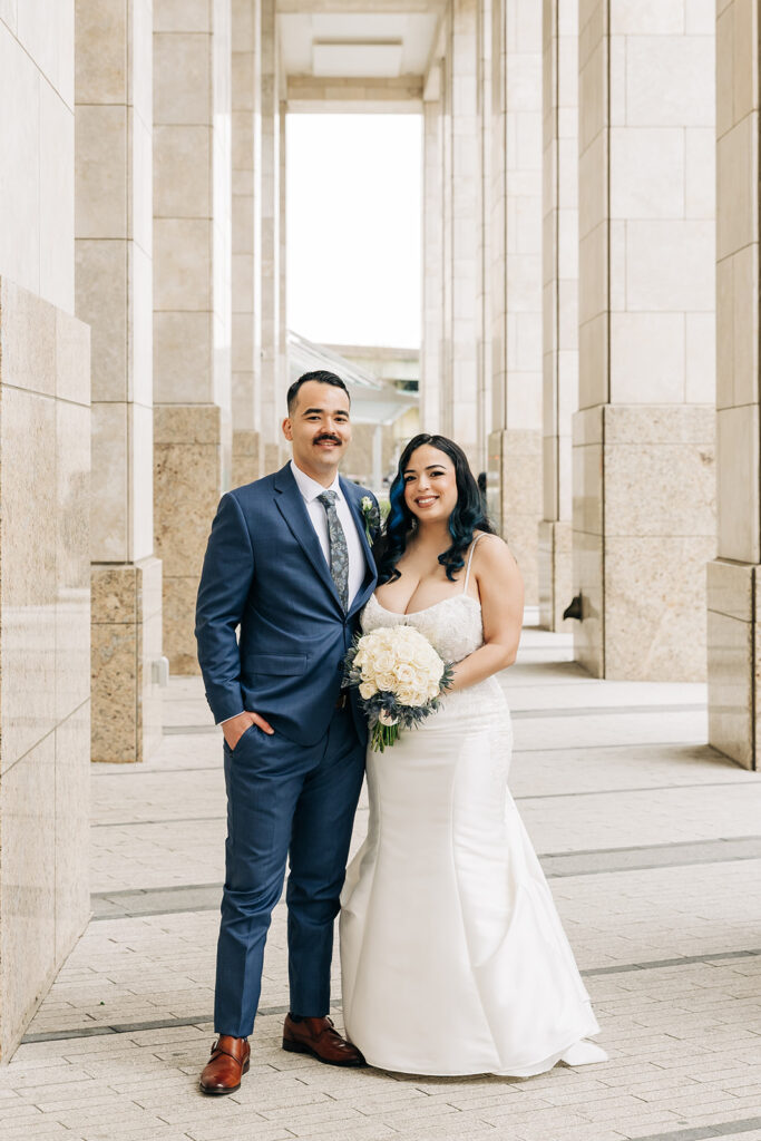 Bride & Groom outside Norfolk VA Courthouse