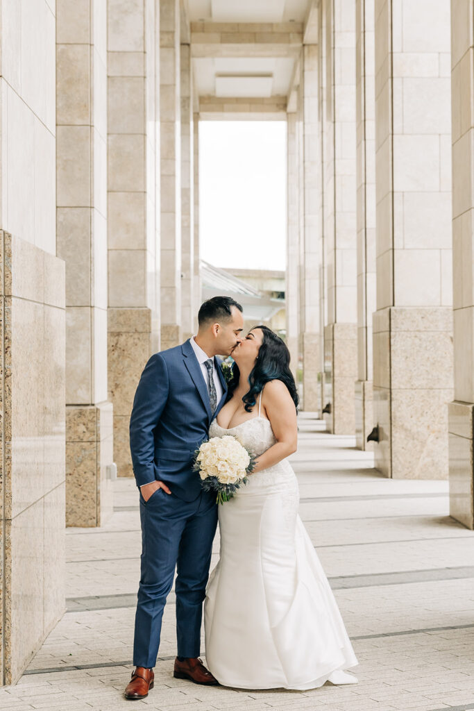 Bride & Groom outside Norfolk VA Courthouse