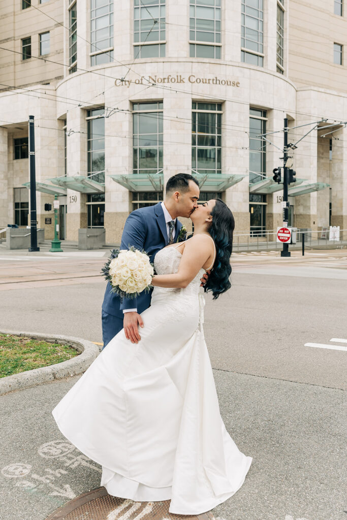 Bride & Groom portaits at Norfolk VA Courthouse Elopement