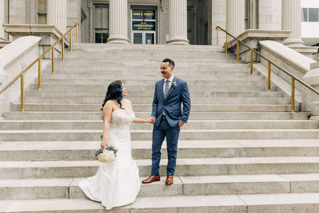 Bride and Groom photos in downtown Norfolk VA